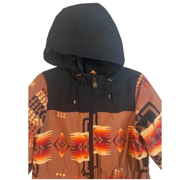 Pendleton women‎ XS Sheridan Aztec puffer jacket western wear orange brown black - Picture 8 of 12
